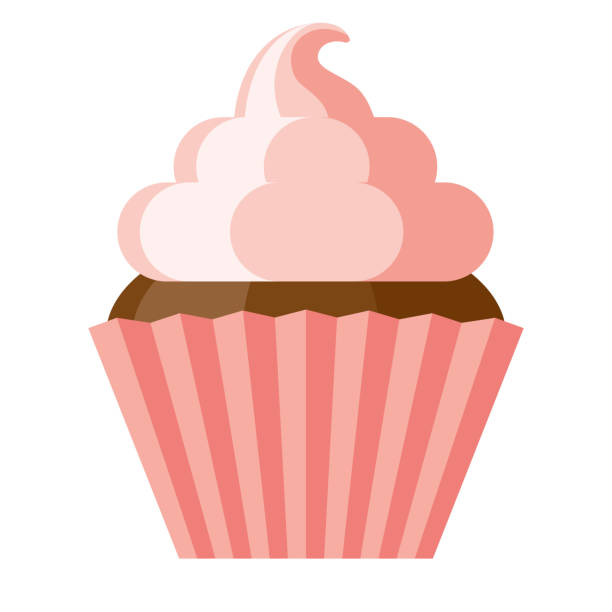 Cupcake Icon on Transparent Background A flat design icon on a transparent background (can be placed onto any colored background). File is built in the CMYK color space for optimal printing. Color swatches are global so it’s easy to change colors across the document. No transparencies, blends or gradients used. cupcake stock illustrations