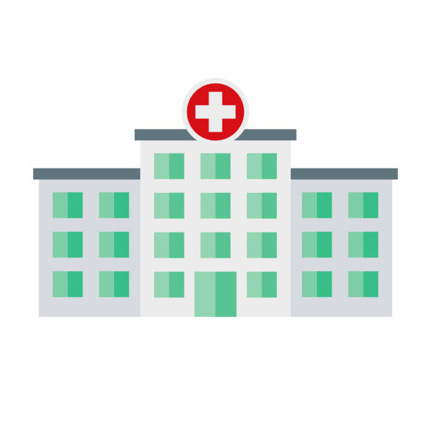 ikon rumah sakit pada latar belakang transparan - hospital building ilustrasi stok