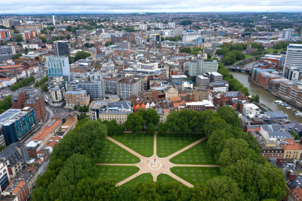 istock Distanced illustrated hearts for social distancing in public park during coronavirus 1282387399