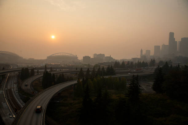 istock Hazy Seattle skyline due to wildfire smoke 1282388092