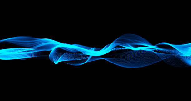 istock 3D Illustration abstract futuristic technology innovation smoke wave curve swirl flow blue overlay effect on isolated back backgrounds 1282393642