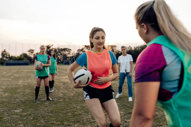 istock Female rugby team training for the competition 1282395330