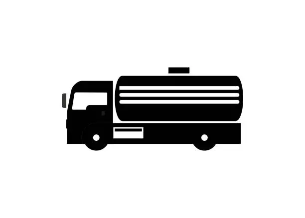 Vector illustration of Septic tank truck. Simple illustration in black and white