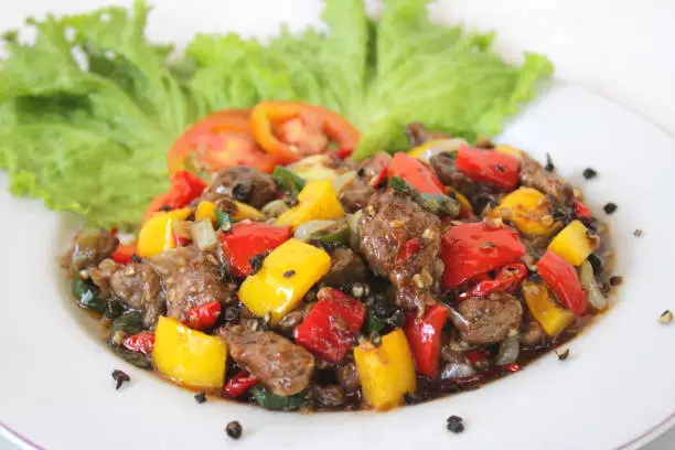 Saute beef with blackpepper sauce