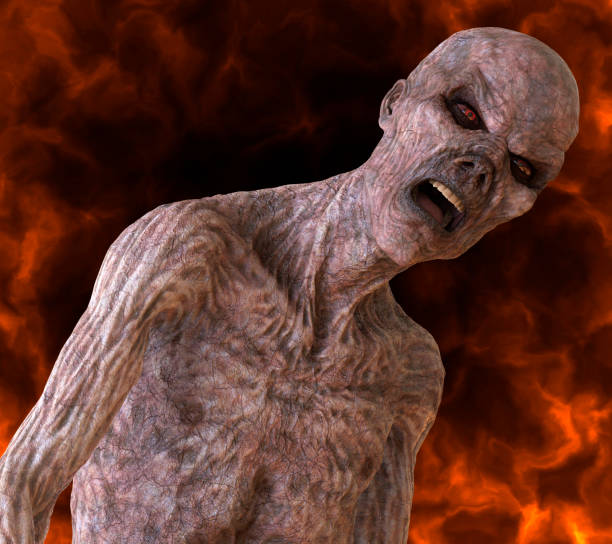 Monster in fire. 3d render