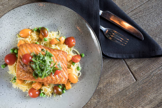 istock Salmon served over rice in Italian restauran 1282400193