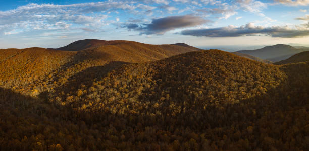 Autumn Colors Mountain Landscape Panorama Autumn colors mountain landscape in the George Washington and Jefferson National Park, Virginia, USA. george washington national forest stock pictures, royalty-free photos & images