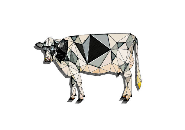 Artistic and abstract cow illustration