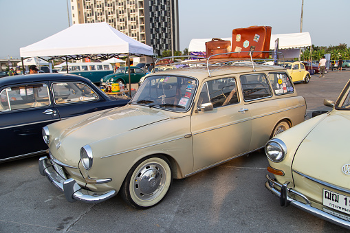 Bangkok, Thailand - February 9, 2019: Vintage VW Type 3 owners gathering at volkswagen club meeting in Siam VW festival