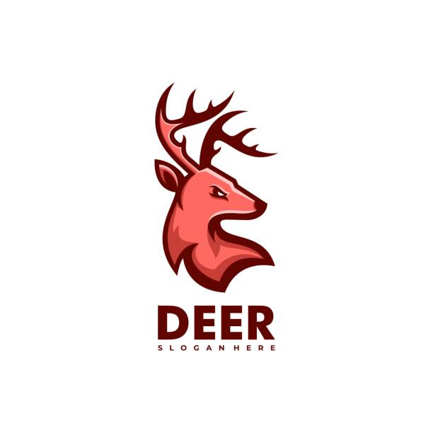 ilustraciones, imágenes clip art, dibujos animados e iconos de stock de ilustración vectorial ciervo simple mascota estilo. - moose head