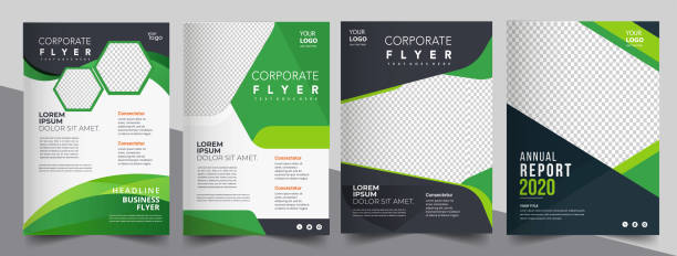 Vector eco flyer, poster, brochure, magazine cover template. Modern green leaf, environment design can be adapt for brochure, flyer, leaflet, etc flyers templates stock illustrations