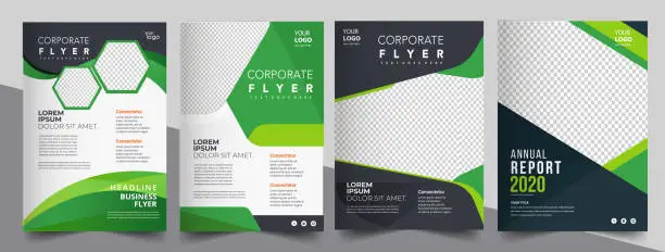 Vector illustration of Vector eco flyer, poster, brochure, magazine cover template. Modern green leaf, environment design