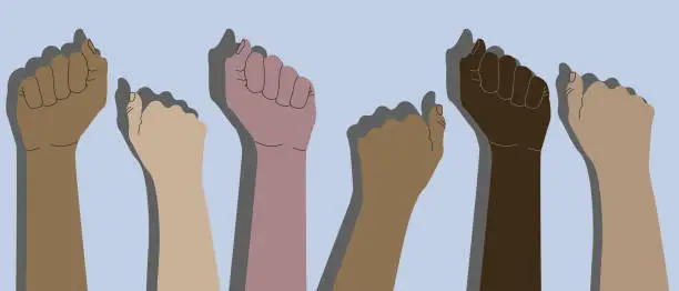 Vector illustration of Human hands with clenched fists