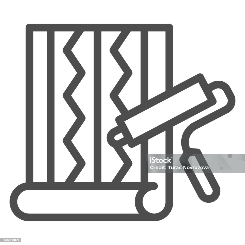 Wallpaper And Roller Line Icon Repair Concept Wallpaper With Geometric  Pattern And Platen Sign On White Background Tools For Repair Icon In  Outline Style For Web Design Vector Graphics Stock Illustration -