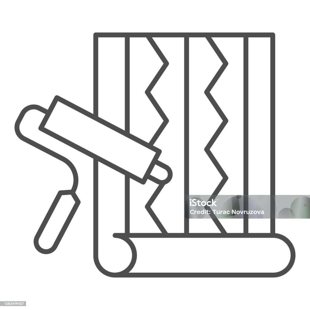 Wallpaper And Roller Thin Line Icon Repair Concept Wallpaper With Geometric  Pattern And Platen Sign On White Background Tools For Repair Icon In  Outline Style For Web Design Vector Graphics Stock Illustration -