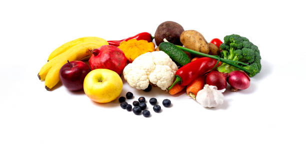 istock assortment of products , fresh vegetables and fruits , view from above, horizontal 1282425012