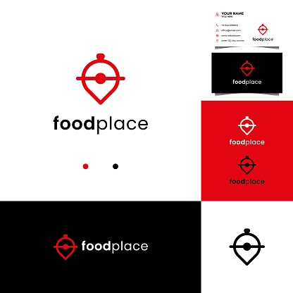 Line Art Food Restaurant logo design combined with a cloche concept and business card