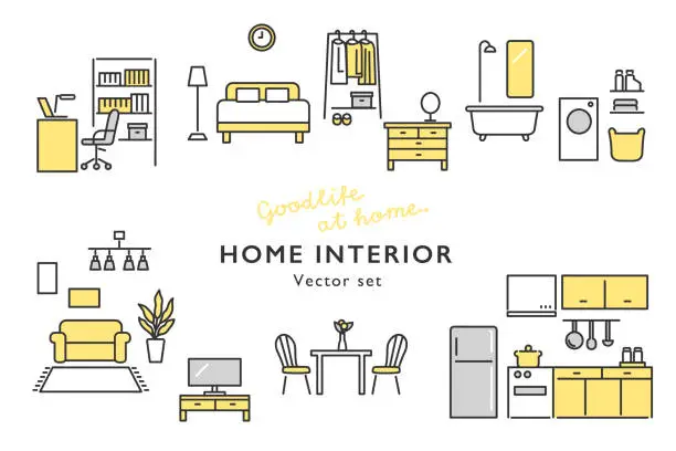 Vector illustration of Home interior, house design, lifestyle