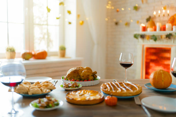 Happy Thanksgiving Day Happy Thanksgiving Day! Autumn feast. Family traditional dinner. Food concept. Celebrate holidays. thanksgiving holiday hours stock pictures, royalty-free photos & images