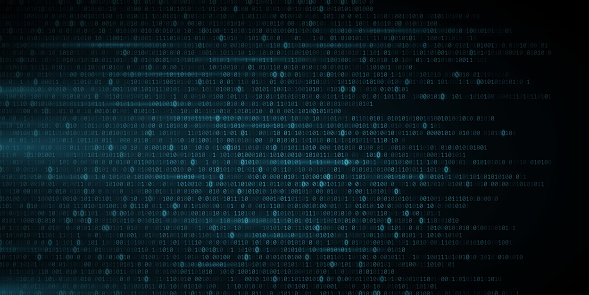 Abstract Glowing Blue Binary Code Background Random Programming Symbols ...