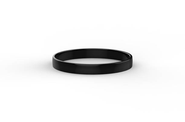 istock Black silicone wristband mockup template on isolated white background, rubber bracelet or wristband for design presentation, 3d illustration 1282436508