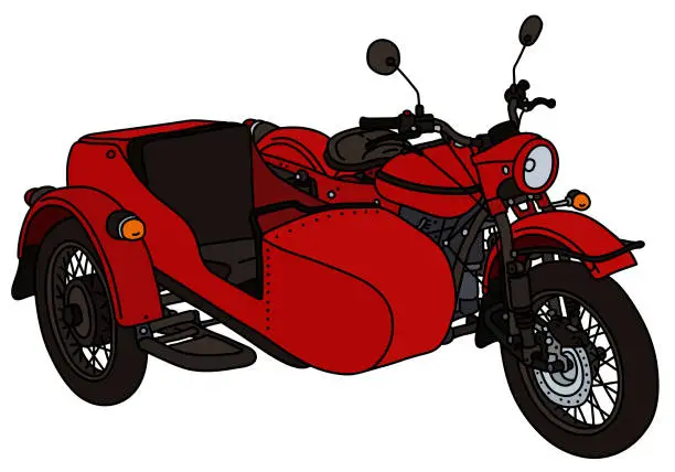 Vector illustration of The classic red sidecar