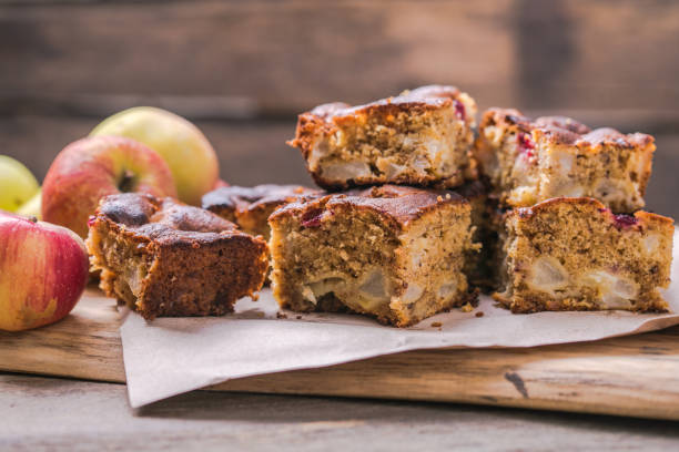 istock apple nuts caramel blondies, sweet pastry on light table 1282442887
