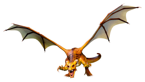 istock 3D illustration fantasy dragon on white 1282445627