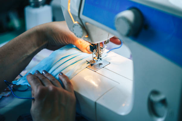 istock Sewing face masks at home. 1282446871