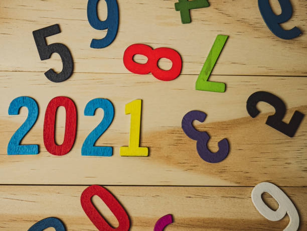 istock The 2021 wood number multi colour  for new year content. 1282451794