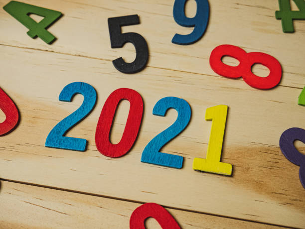 istock The 2021 wood number multi colour  for new year content. 1282451847