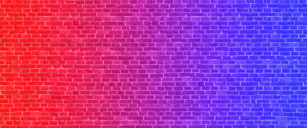 istock Lighting Effect frame pink and blue neon on brick wall for background party or your text. 1282451880