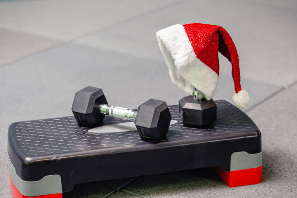 istock Close up Santa's hat in the gym. 1282452812