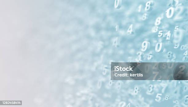 Numbers Background On A Light Bg 3d Rendering Stock Photo - Download Image Now - Number, Financial Figures, Backgrounds