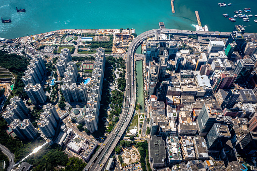 Drone view of Kwun Tong, Hong Kong