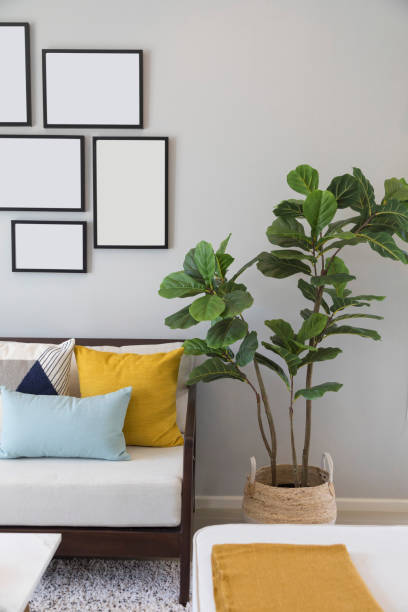istock Living room interior with yellow and blue accents. 1282462806