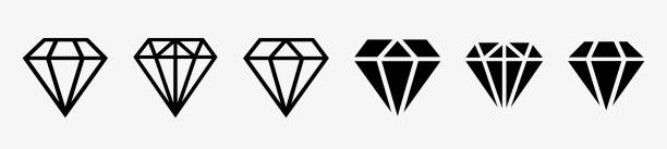 ilustrações, clipart, desenhos animados e ícones de conjunto de diamantes em um estilo plano - diamante