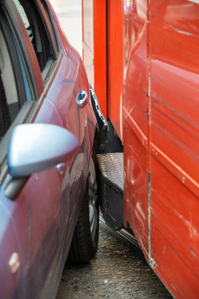 istock water Tram and car accident moment 1282465564
