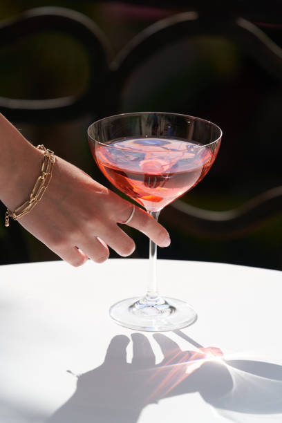 istock Red cocktail in martini glass with cherry. Exotic alcoholic cocktail 1282466626