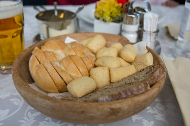 istock Bread basket, served on the table in a restaurant 1282468008
