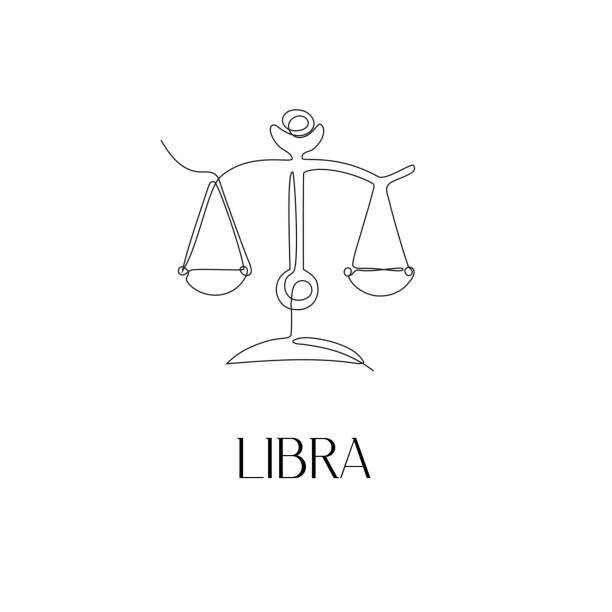 Libra Zodiac Constellation One Line Vector Illustration In The
