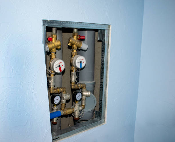 istock Plumbing, water supply system. Water meters. 1282472510