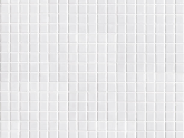 white mosaic tile wallpaper background white geometric little tile square shape seamless pattern for bathroom. simple modern tiny bright light tile mosaic wallpaper decoration for kitchen or top counter interior design or architecture mosaic stock pictures, royalty-free photos & images