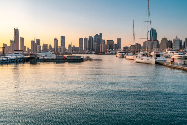 istock Qingdao architectural landscape skyline and sunset 1282473768