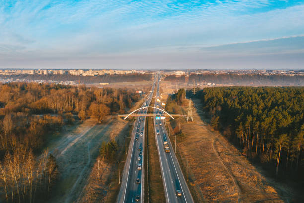 istock High Angle View Of Highway Against Sky 1282473962