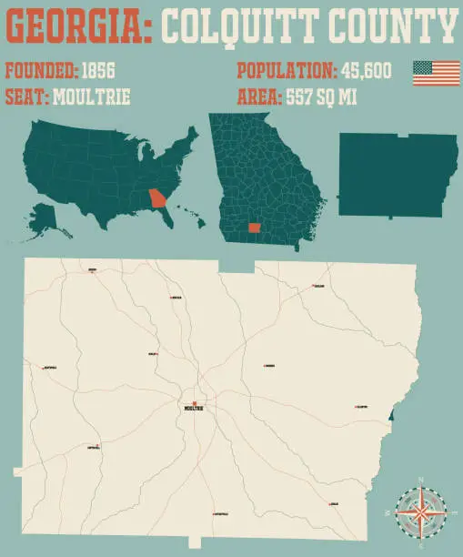 Vector illustration of Map of Colquitt County in Georgia