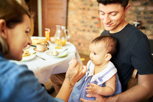 istock Parents feeding cute daughter 1282481178