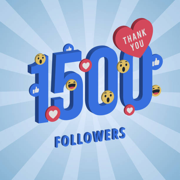 ilustrações de stock, clip art, desenhos animados e ícones de social media banner with thank you for 1500 followers. - banner anniversary vector button