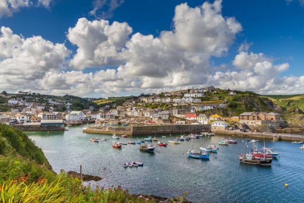 Mevagissey Harbour Mevagissey Harbour from the surrounding hills fish village stock pictures, royalty-free photos & images