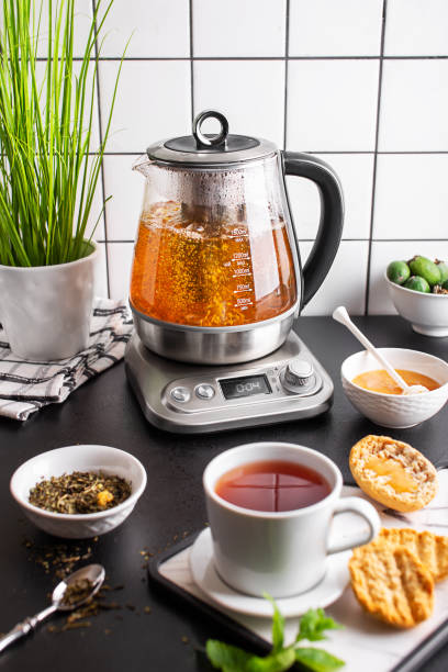 electric teapot stock photo
